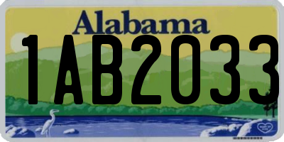 AL license plate 1AB2033