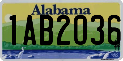 AL license plate 1AB2036