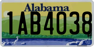 AL license plate 1AB4038