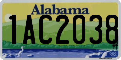 AL license plate 1AC2038