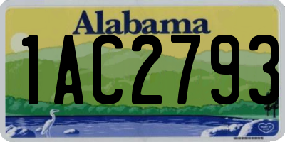 AL license plate 1AC2793