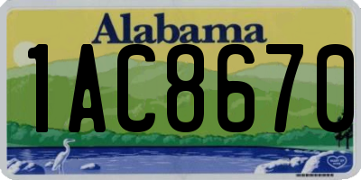 AL license plate 1AC8670