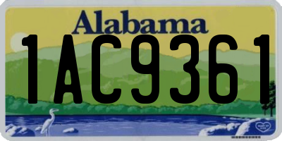 AL license plate 1AC9361