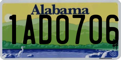 AL license plate 1AD0706
