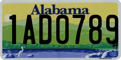 AL license plate 1AD0789