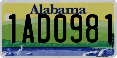AL license plate 1AD0981