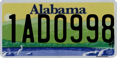 AL license plate 1AD0998