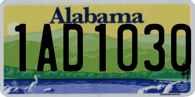 AL license plate 1AD1030