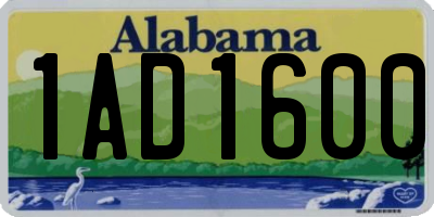 AL license plate 1AD1600