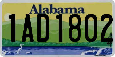 AL license plate 1AD1802