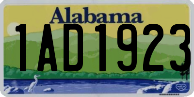 AL license plate 1AD1923