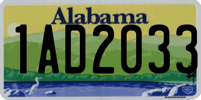 AL license plate 1AD2033