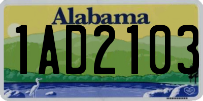 AL license plate 1AD2103