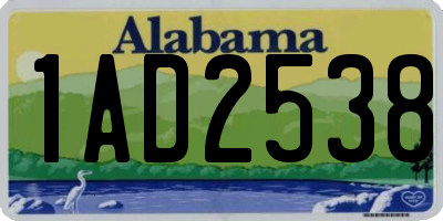 AL license plate 1AD2538