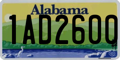 AL license plate 1AD2600