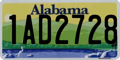 AL license plate 1AD2728