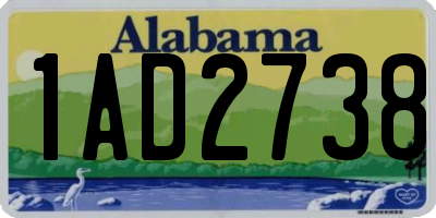 AL license plate 1AD2738