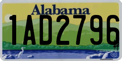 AL license plate 1AD2796