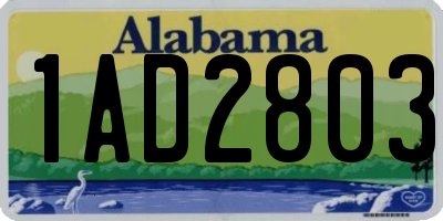 AL license plate 1AD2803