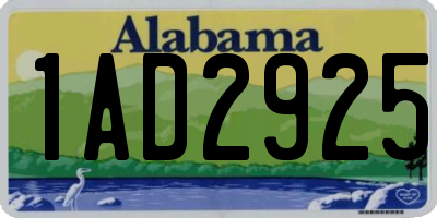 AL license plate 1AD2925