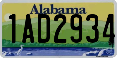 AL license plate 1AD2934