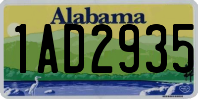 AL license plate 1AD2935