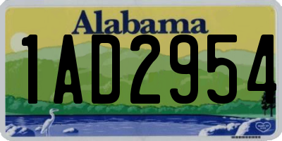 AL license plate 1AD2954