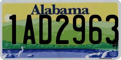AL license plate 1AD2963
