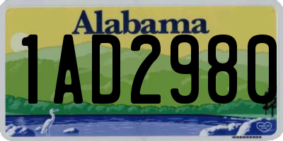 AL license plate 1AD2980
