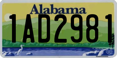 AL license plate 1AD2981
