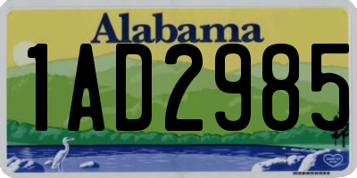 AL license plate 1AD2985