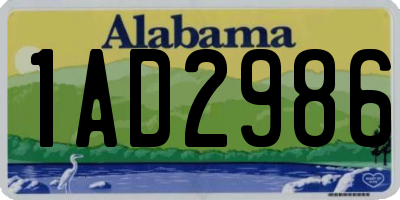 AL license plate 1AD2986