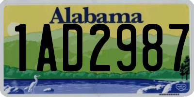 AL license plate 1AD2987