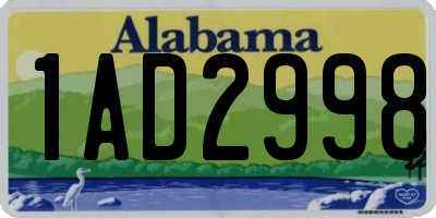 AL license plate 1AD2998