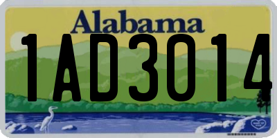 AL license plate 1AD3014