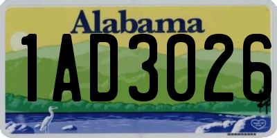 AL license plate 1AD3026