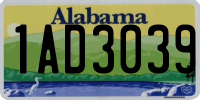 AL license plate 1AD3039