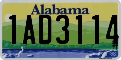 AL license plate 1AD3114
