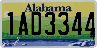 AL license plate 1AD3344