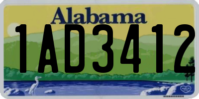 AL license plate 1AD3412