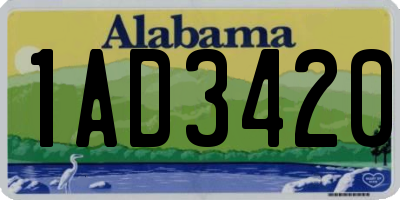 AL license plate 1AD3420