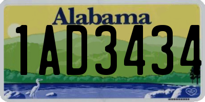 AL license plate 1AD3434