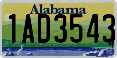 AL license plate 1AD3543