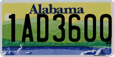 AL license plate 1AD3600