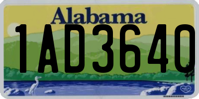 AL license plate 1AD3640