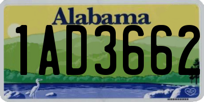 AL license plate 1AD3662