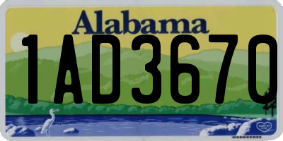AL license plate 1AD3670