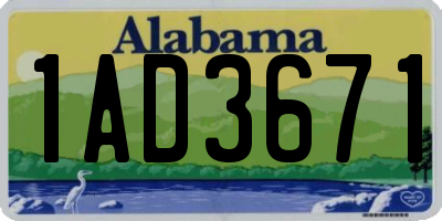 AL license plate 1AD3671
