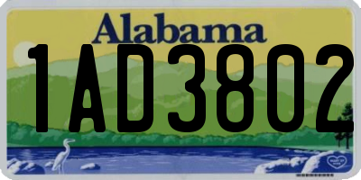 AL license plate 1AD3802