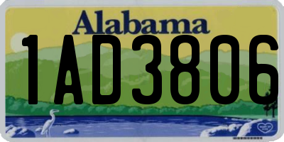 AL license plate 1AD3806